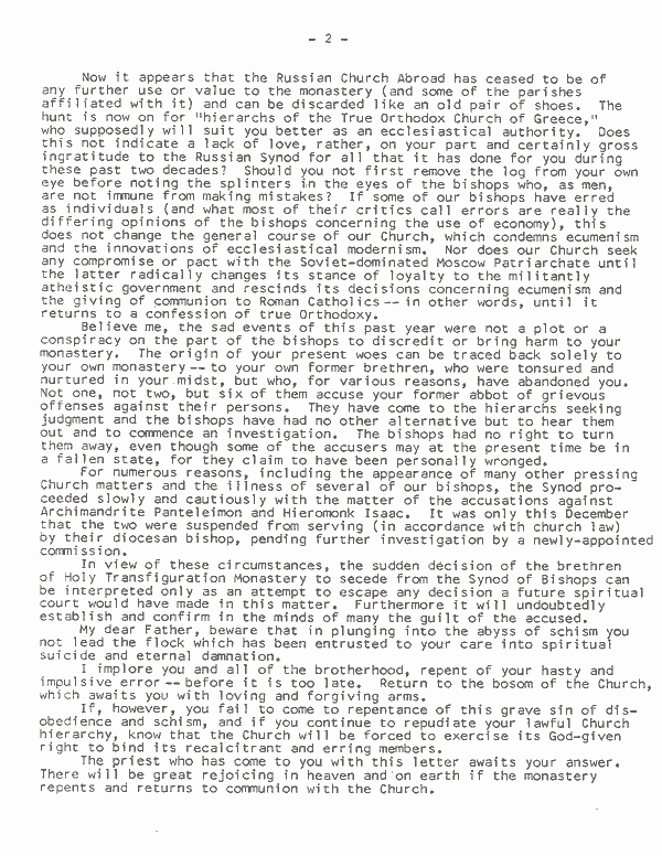 Letter to Hieromonk Justin - Page 2